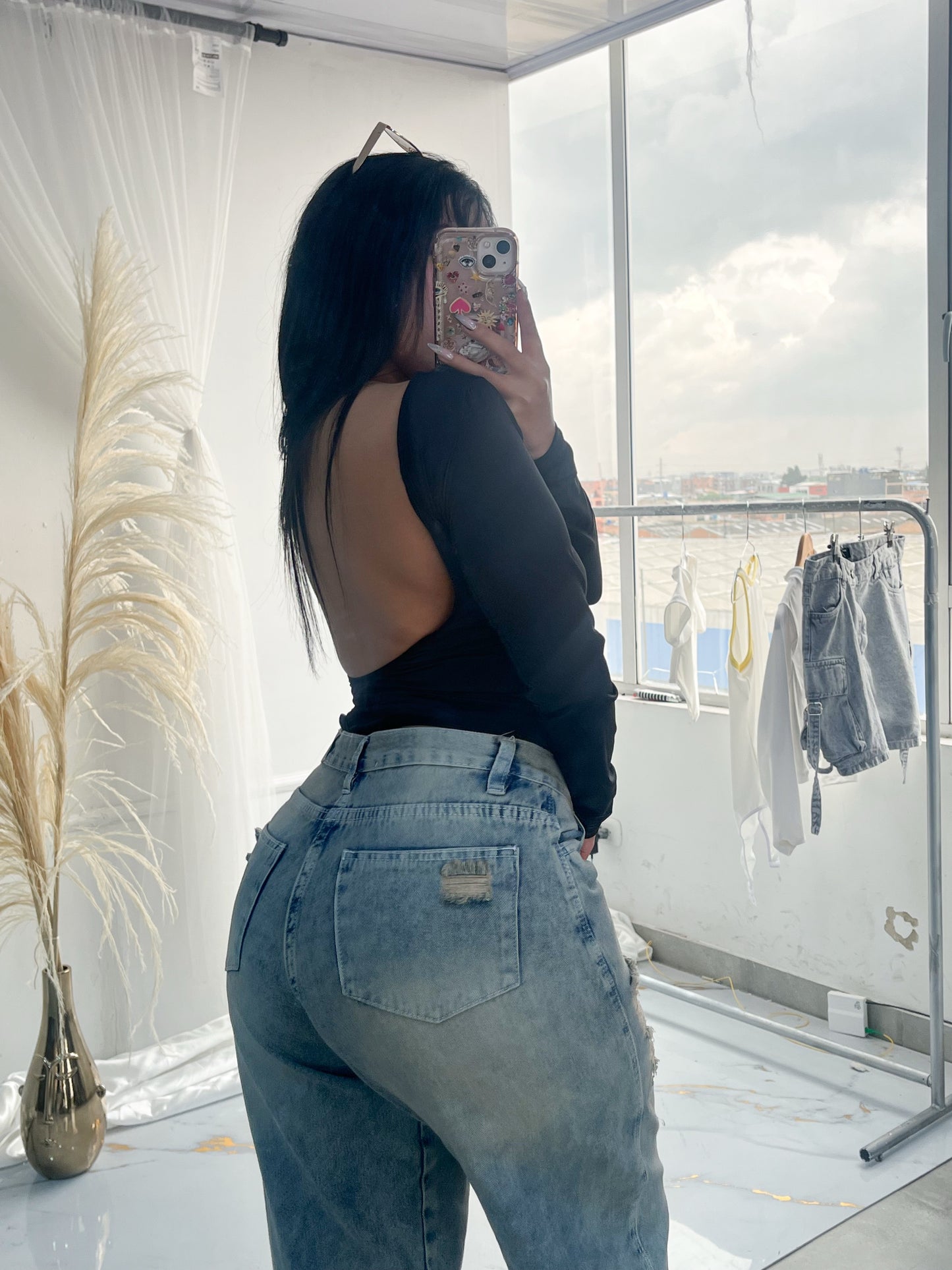 Jean baggy + Body escote manga larga 💜