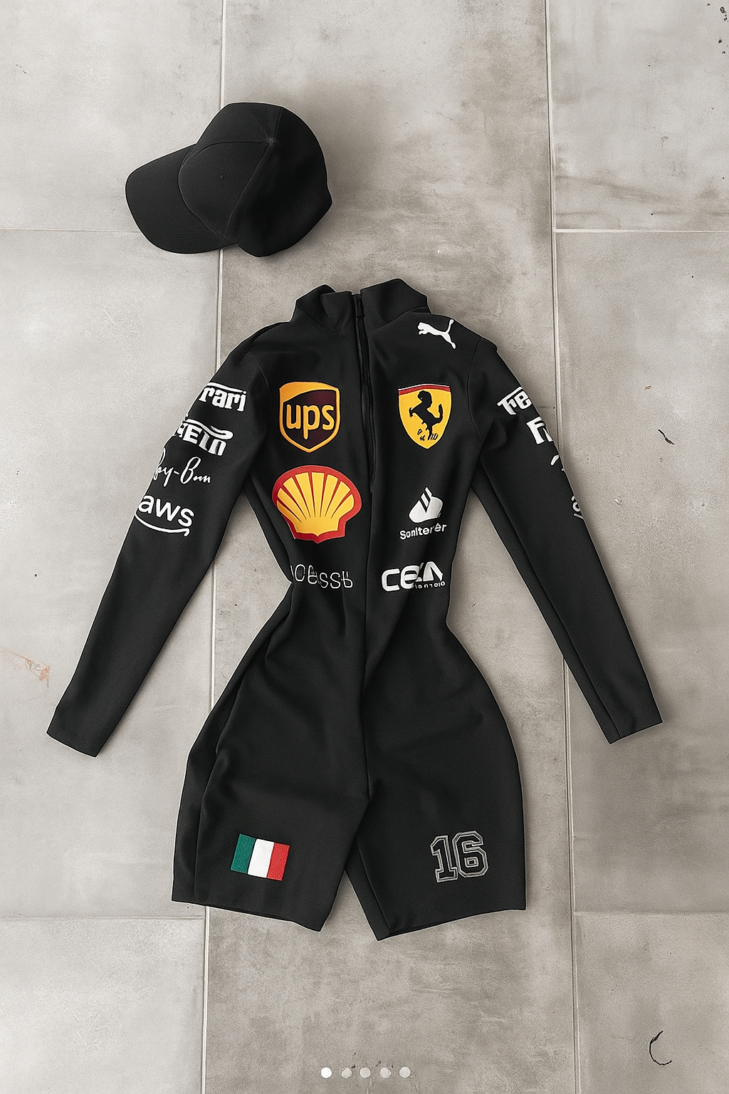 Disfraz enterizo formula 1 negro