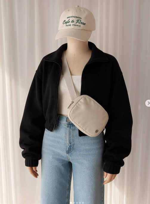 JEAN WIDE LEG + TOP TUBO + CHAQUETA DEPORTIVA