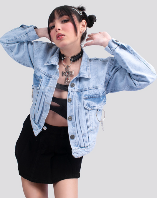 Chaqueta chains azul hielo